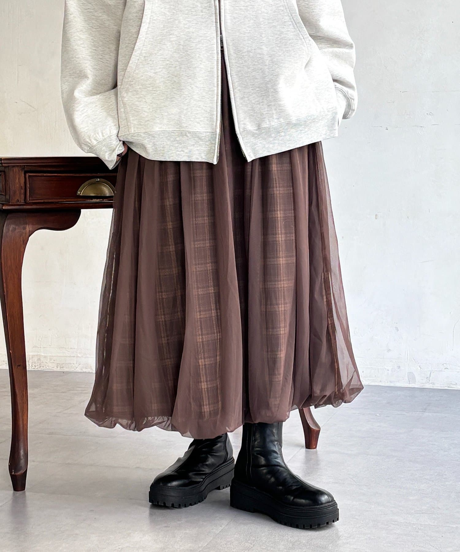 CPCM 薄紗格紋氣球裙 [可正反兩穿] - Image 17