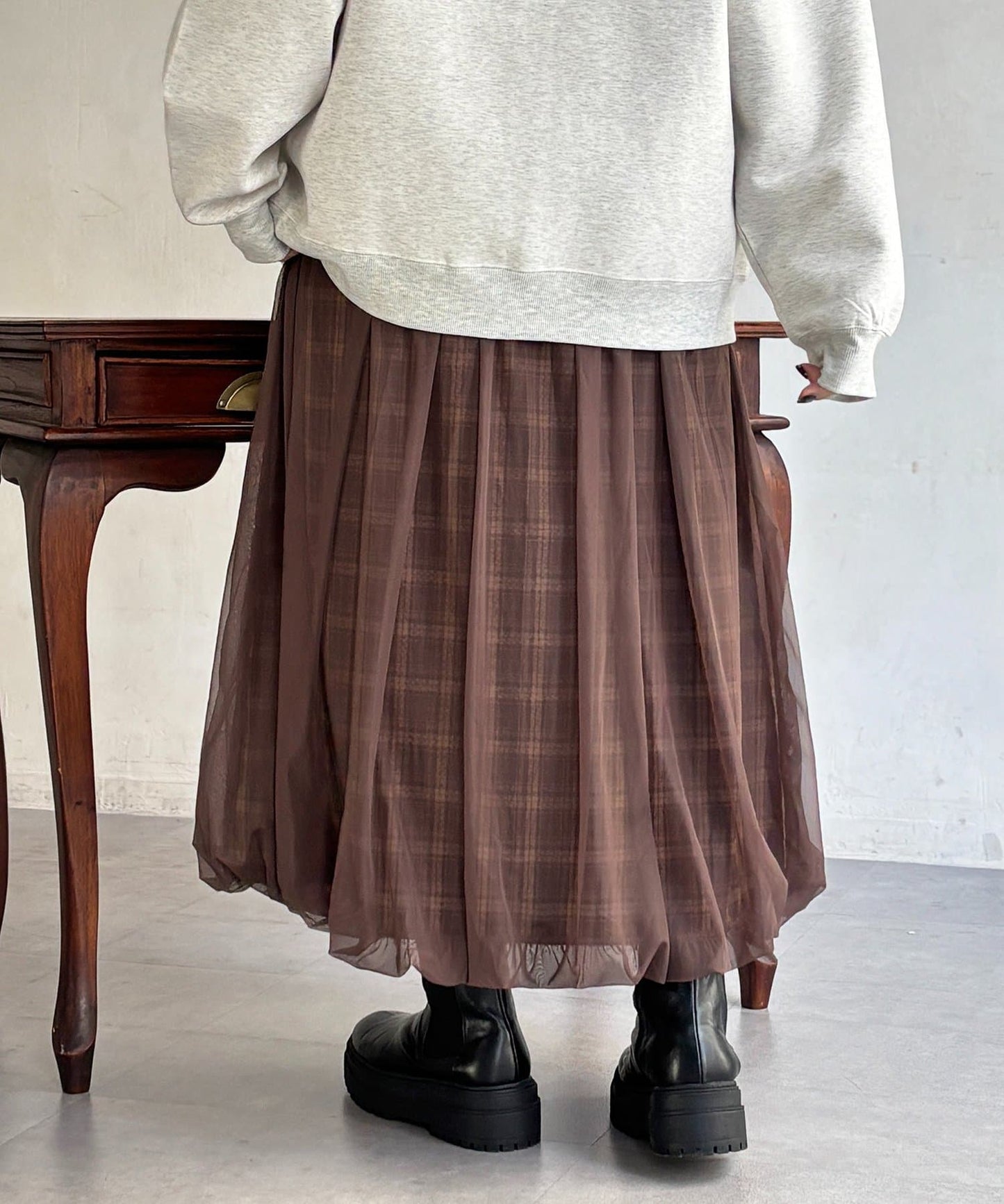 CPCM 薄紗格紋氣球裙 [可正反兩穿] - Image 18