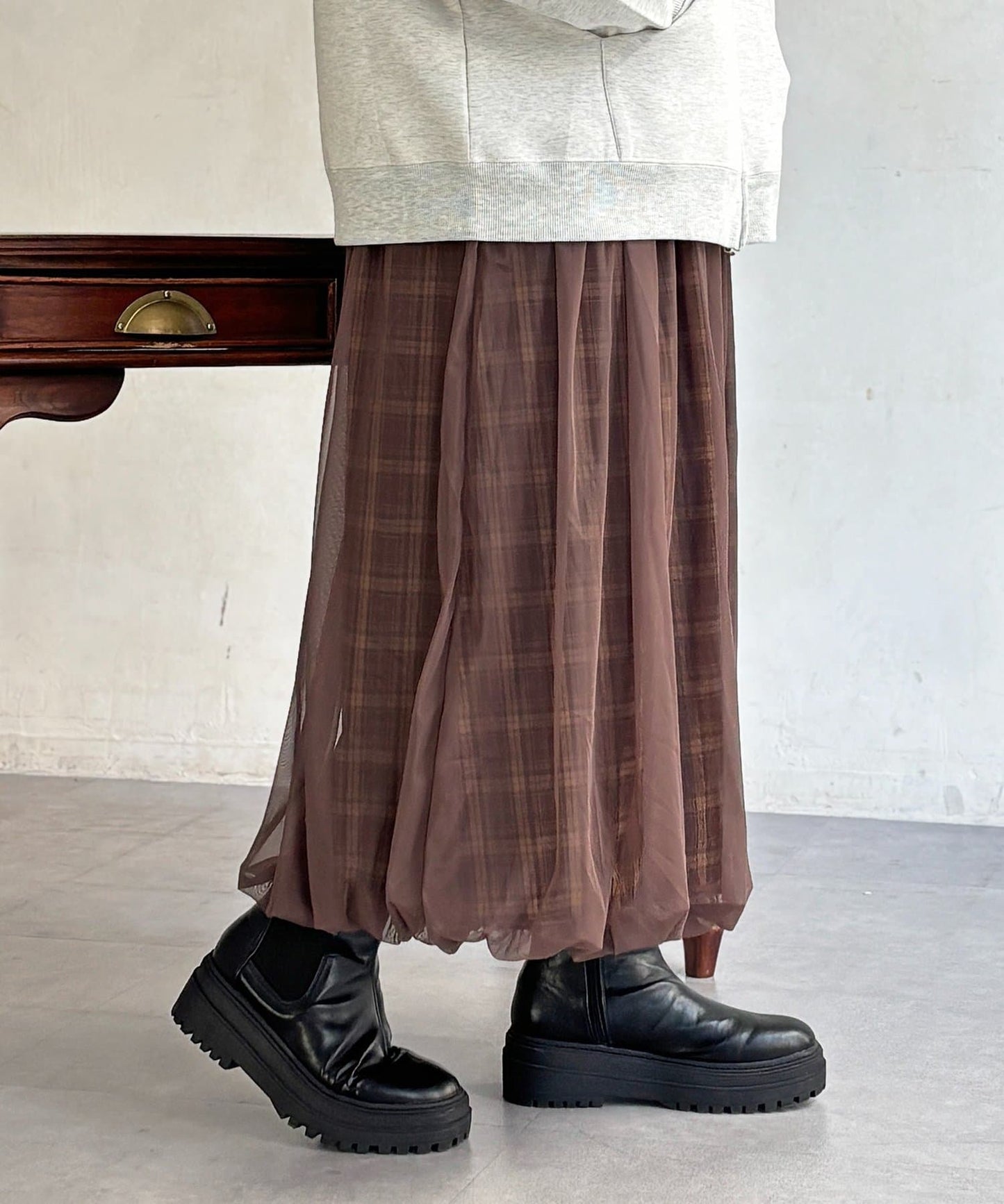 CPCM 薄紗格紋氣球裙 [可正反兩穿] - Image 19