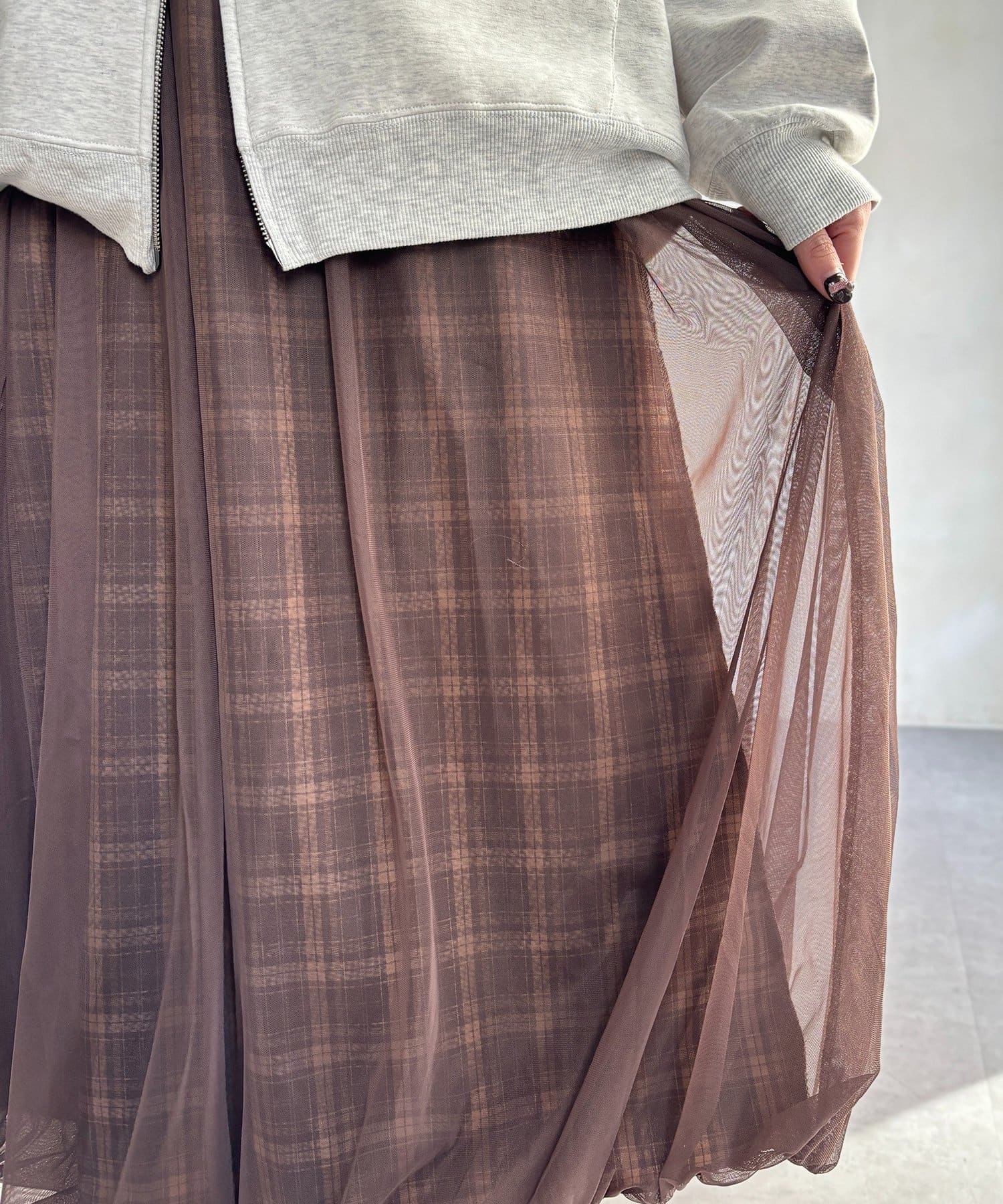 CPCM 薄紗格紋氣球裙 [可正反兩穿] - Image 21