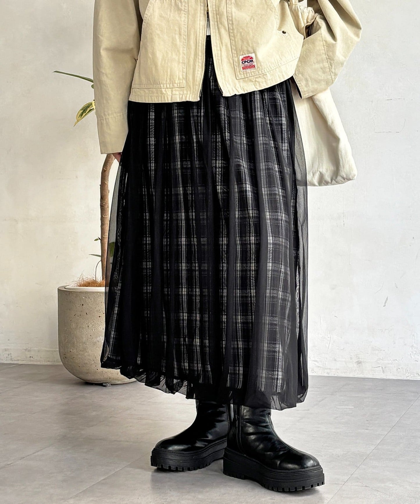 CPCM 薄紗格紋氣球裙 [可正反兩穿] - Image 3