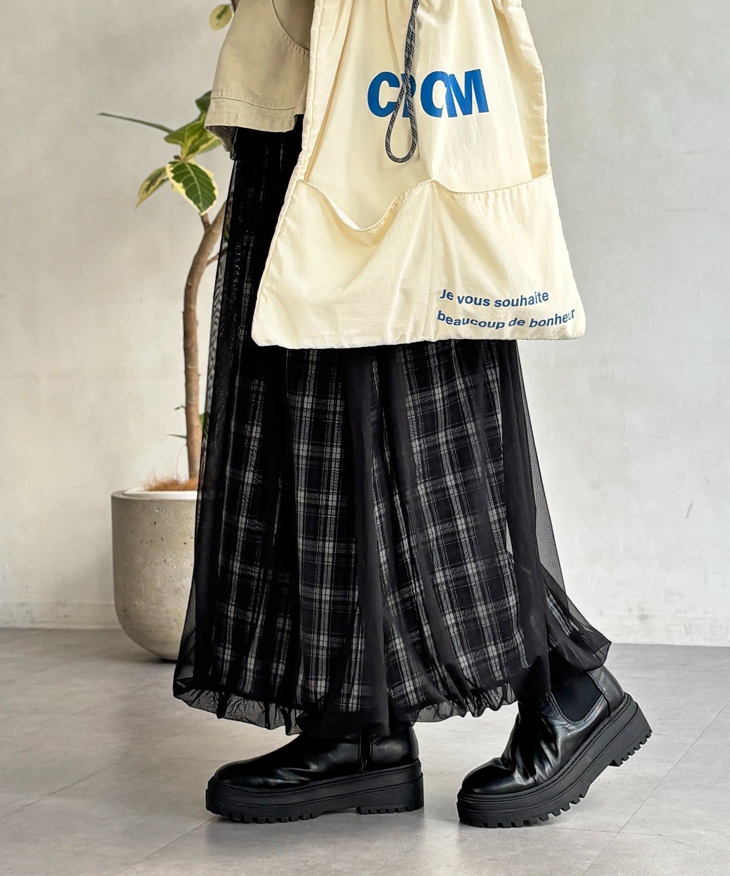 CPCM 薄紗格紋氣球裙 [可正反兩穿] - Image 22