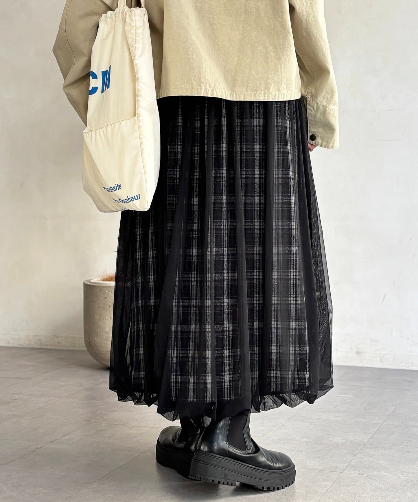 CPCM 薄紗格紋氣球裙 [可正反兩穿] - Image 23