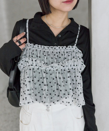 mystic 薄紗 flower bustier - Image 2