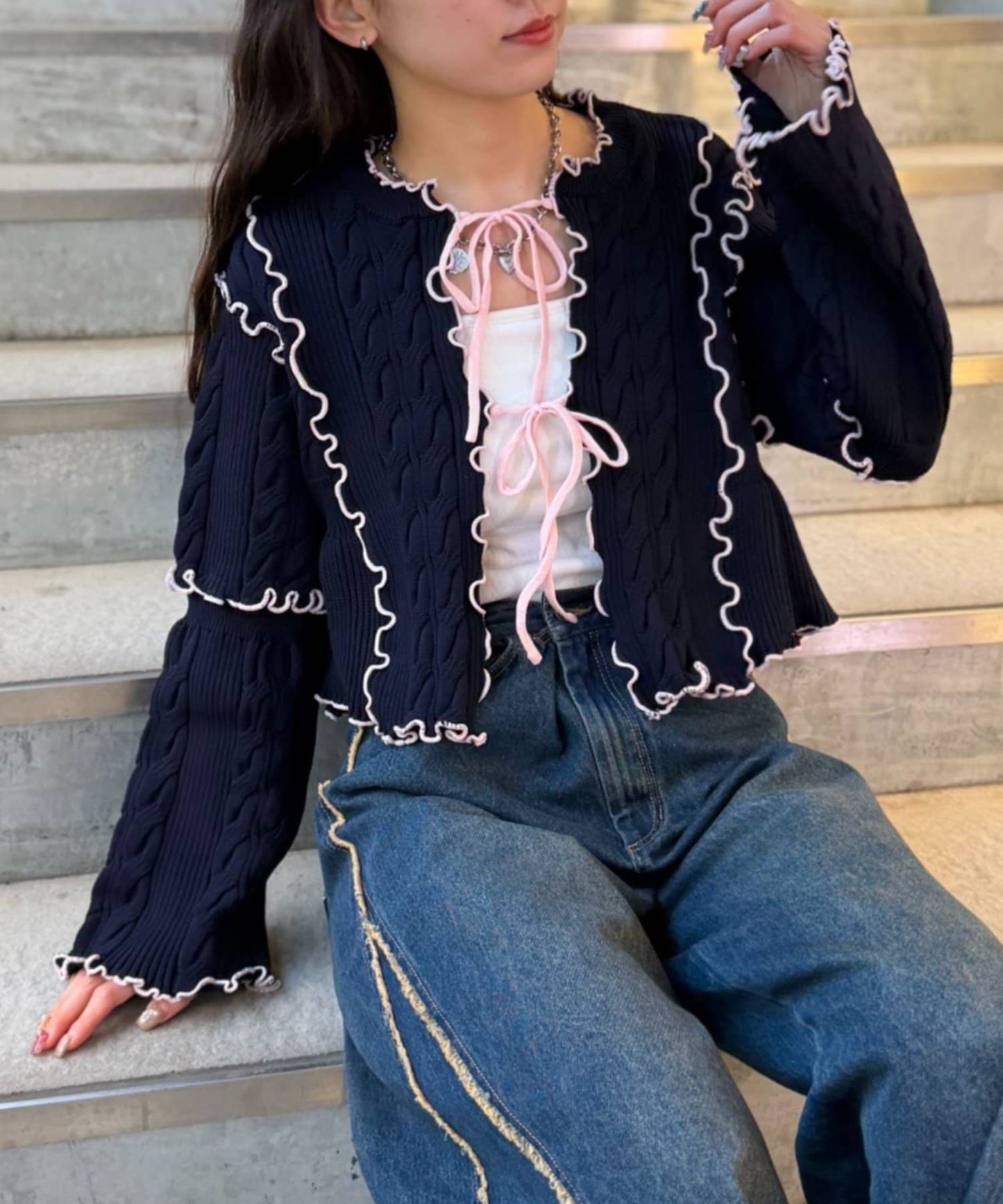 [人氣款2.0 -  材質版型升級] w closet 靚配色針織Cardigan - Image 1