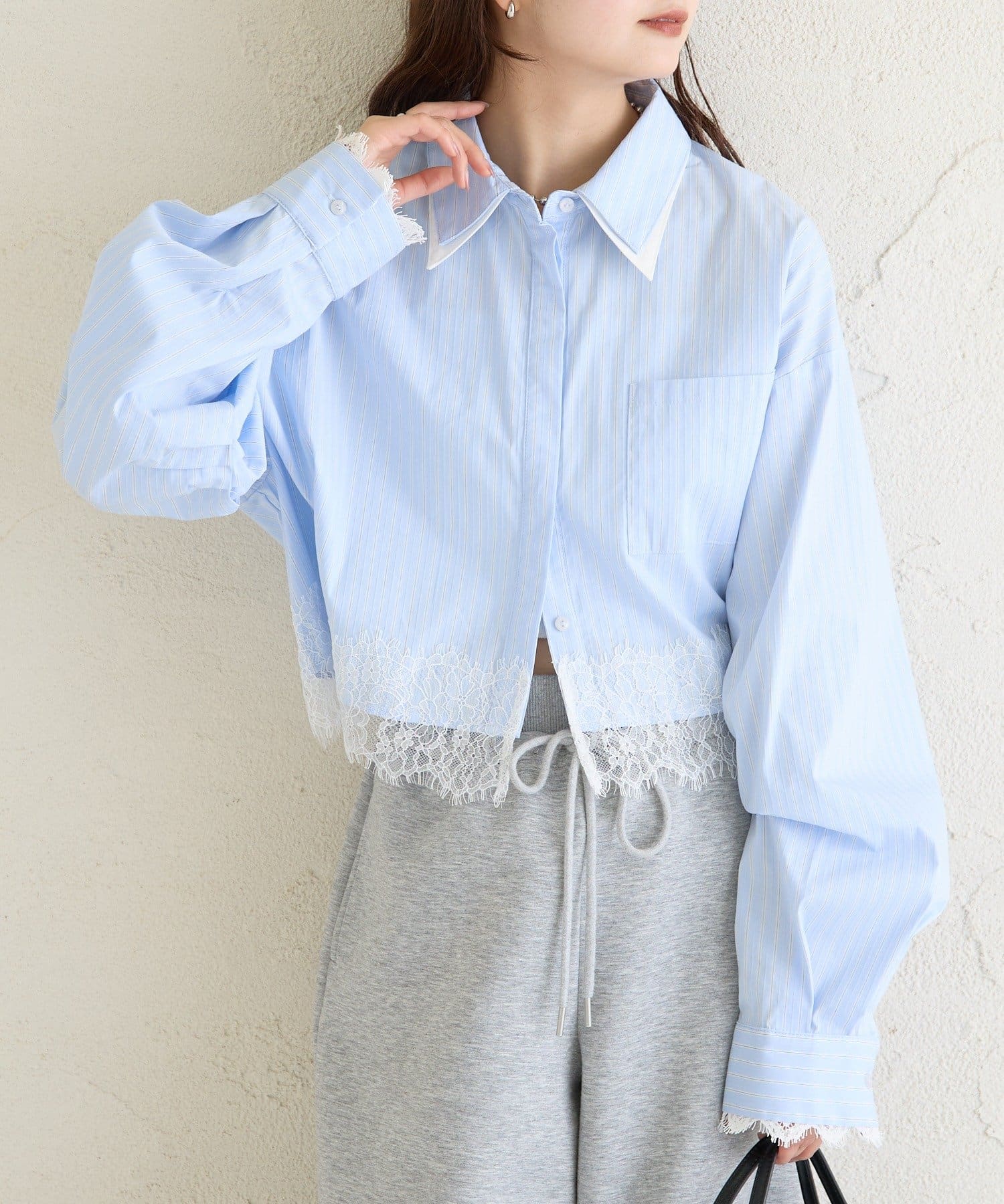 mystic 下擺Lace條紋Shirt - Image 14