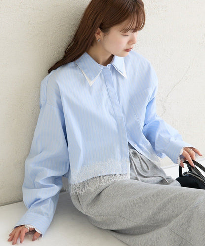 mystic 下擺Lace條紋Shirt - Image 29