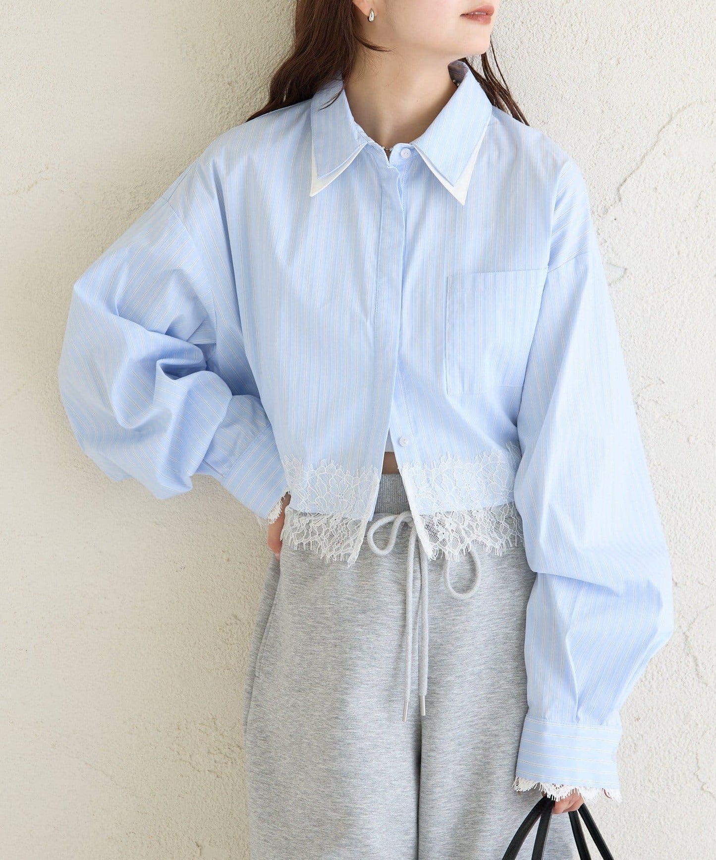 mystic 下擺Lace條紋Shirt - Image 5