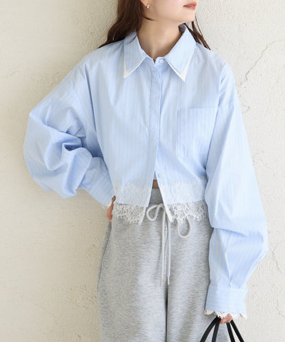 mystic 下擺Lace條紋Shirt - Image 5