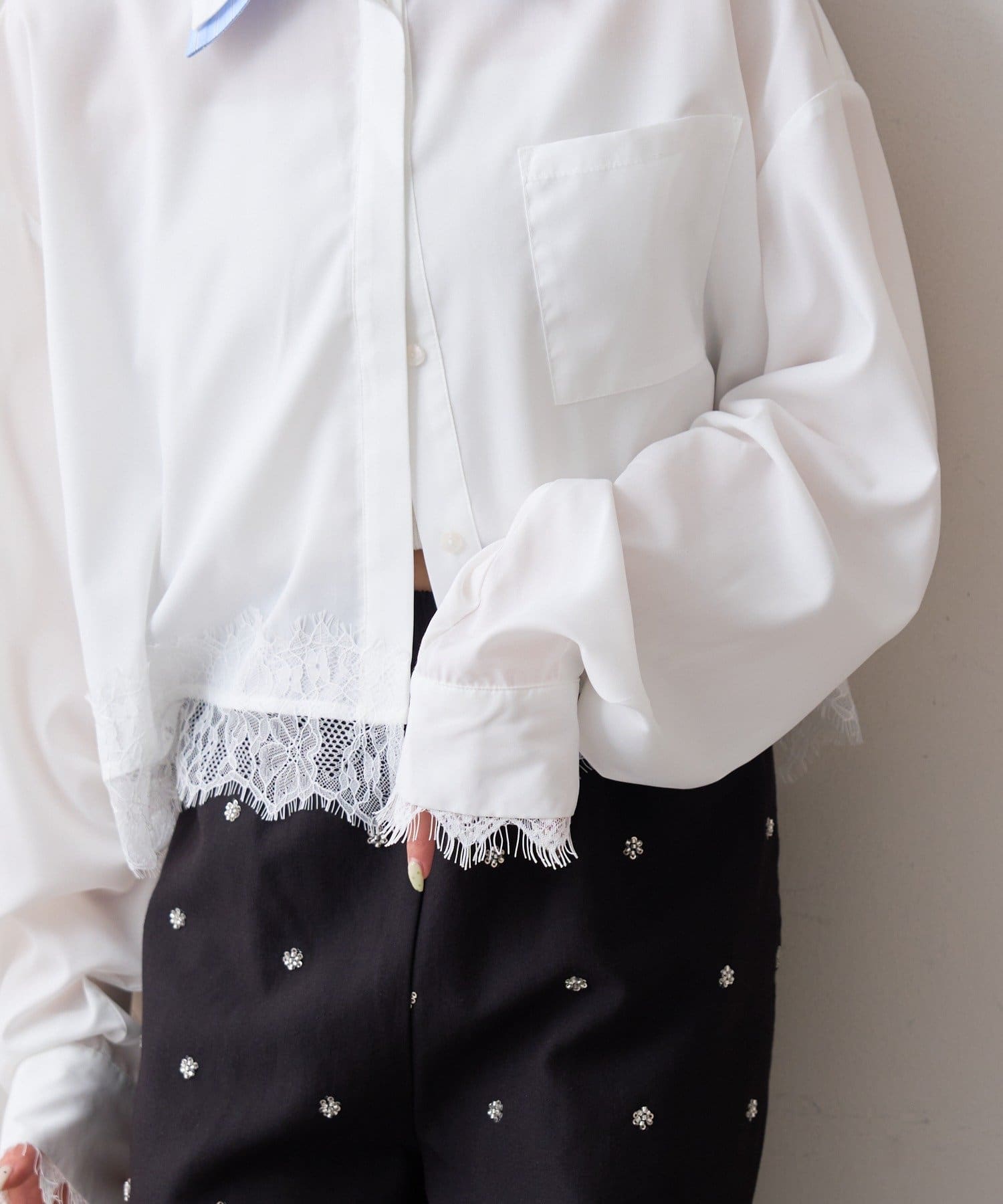 mystic 下擺Lace條紋Shirt - Image 40