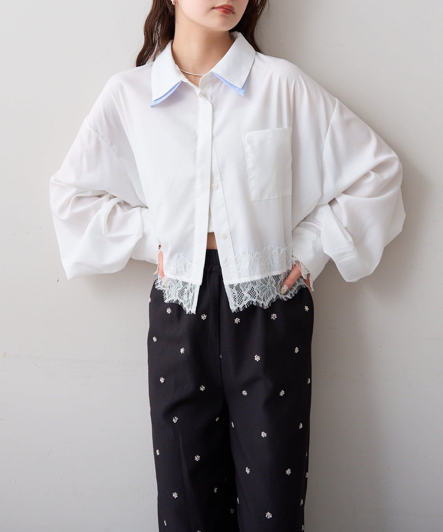 mystic 下擺Lace條紋Shirt - Image 30