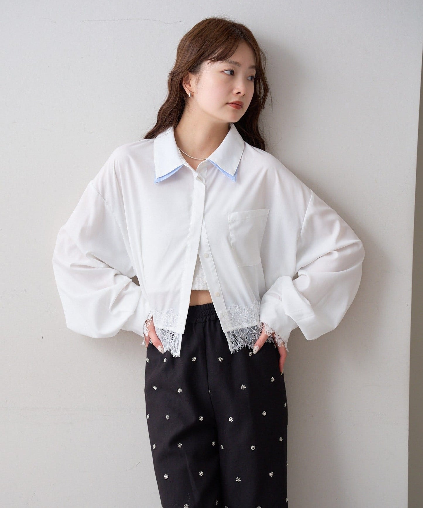 mystic 下擺Lace條紋Shirt - Image 37