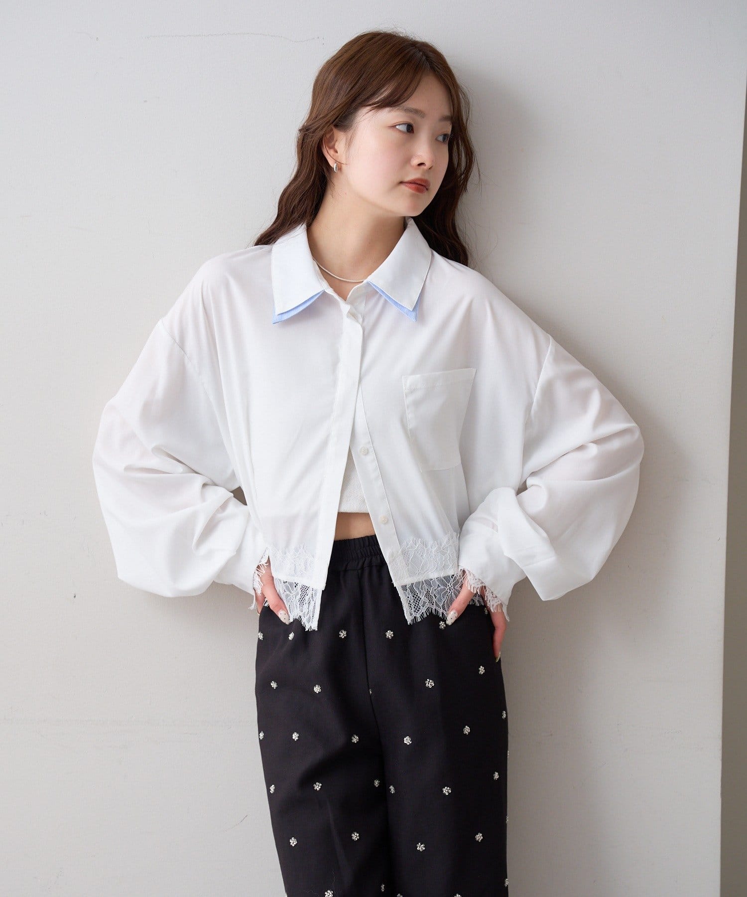 mystic 下擺Lace條紋Shirt - Image 37