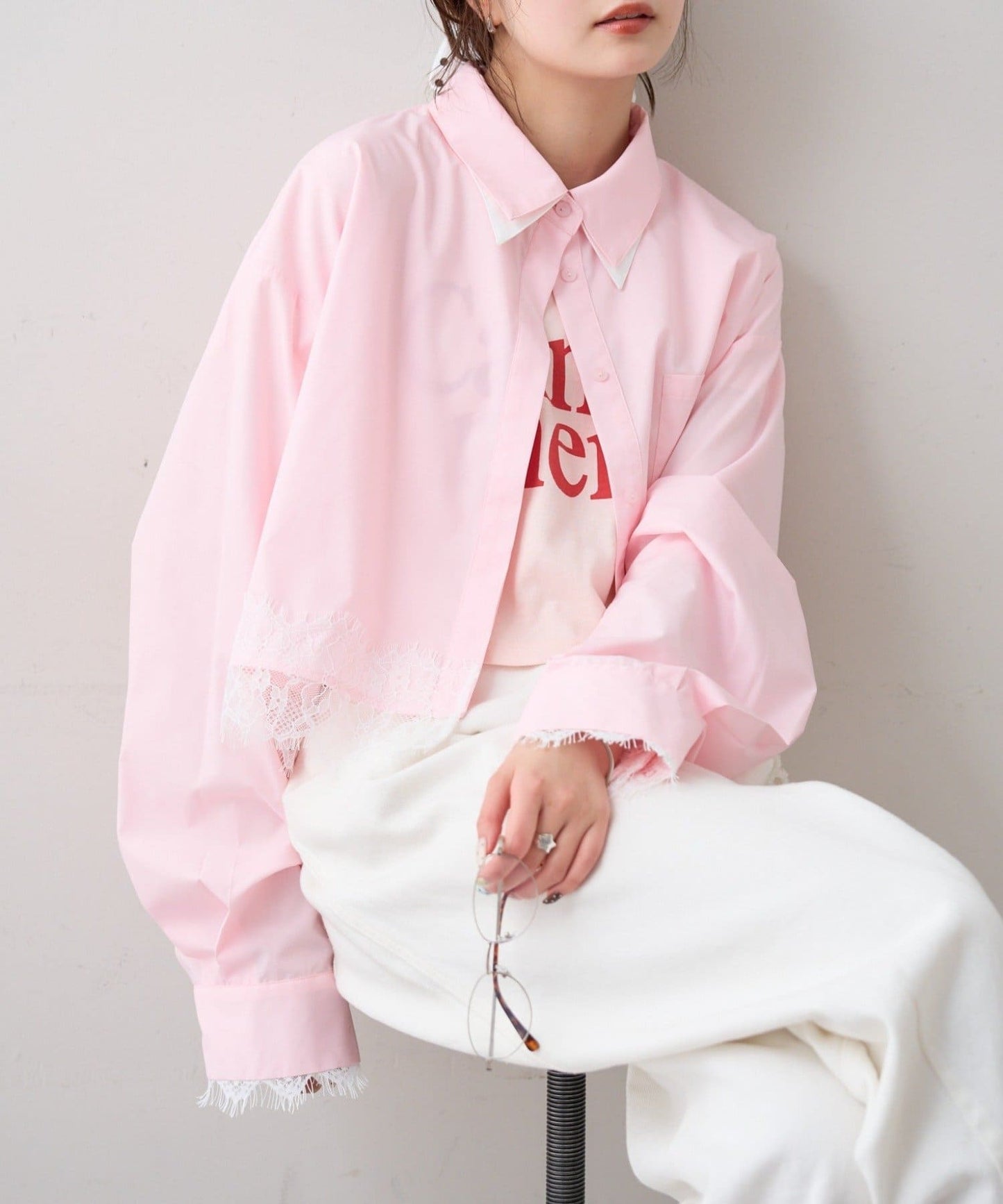 mystic 下擺Lace條紋Shirt - Image 3