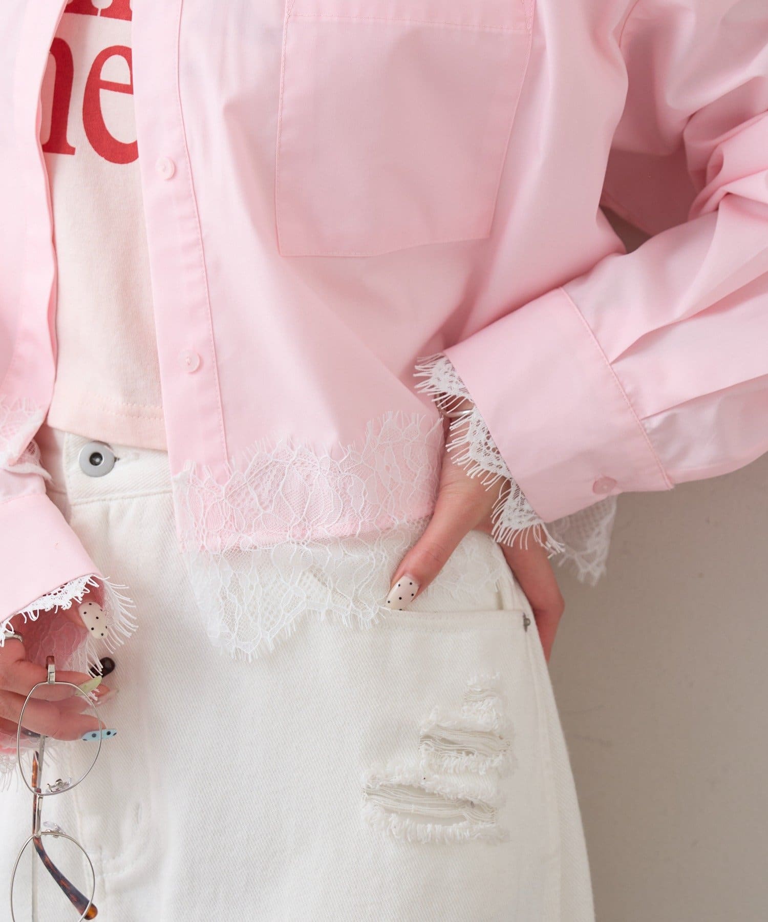 mystic 下擺Lace條紋Shirt - Image 56