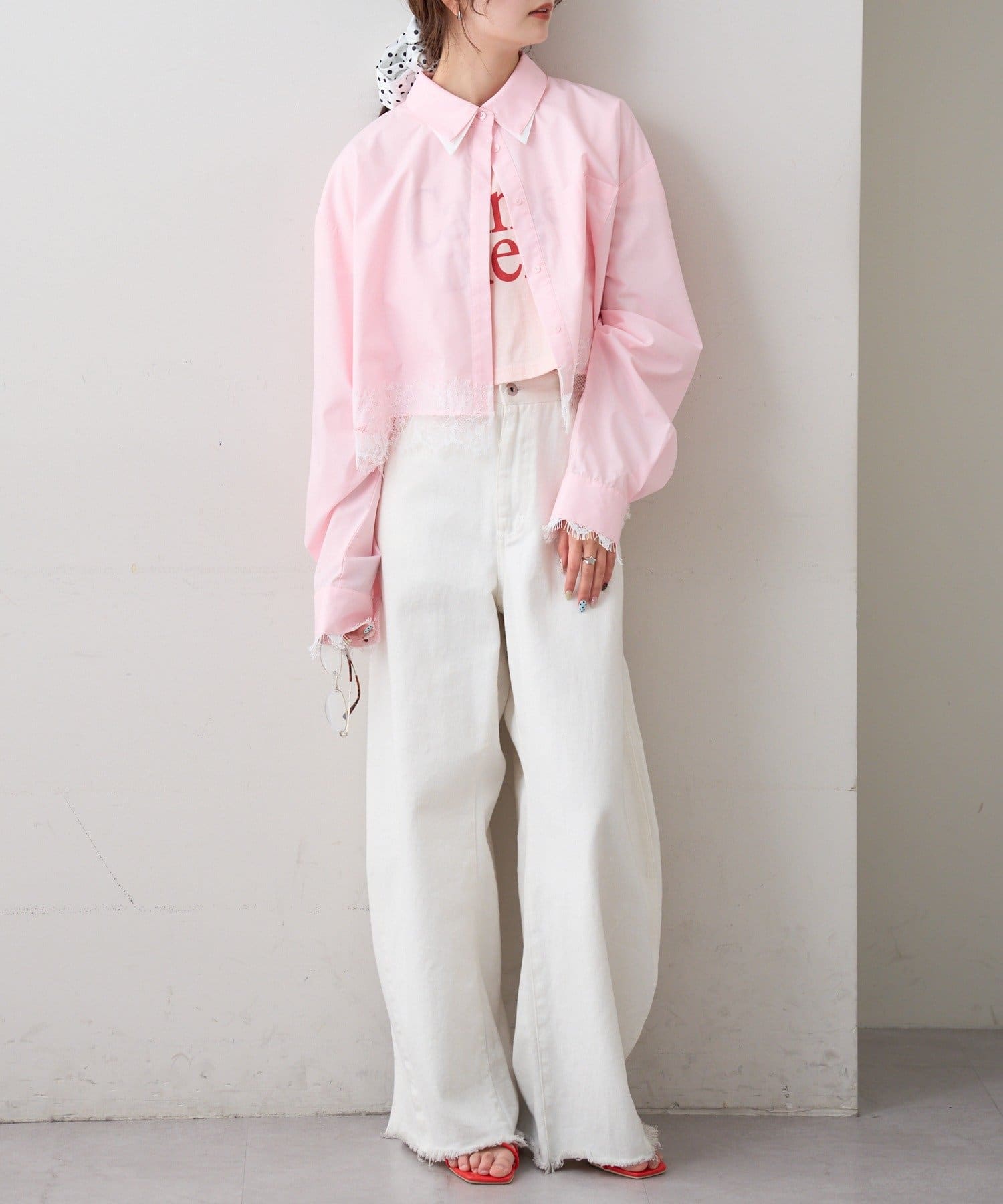 mystic 下擺Lace條紋Shirt - Image 45