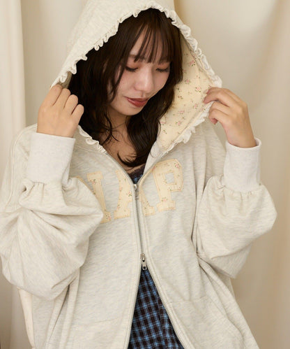 neutral by CIAOPANIC 碎花Logo荷葉邊雙拉鍊連帽Hoodie - Image 13
