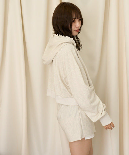 neutral by CIAOPANIC 碎花Logo荷葉邊雙拉鍊連帽Hoodie - Image 23