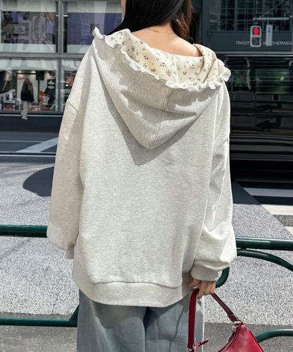 neutral by CIAOPANIC 碎花Logo荷葉邊雙拉鍊連帽Hoodie - Image 8