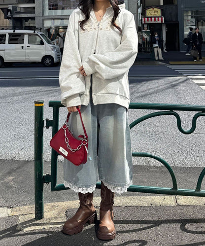 neutral by CIAOPANIC 碎花Logo荷葉邊雙拉鍊連帽Hoodie - Image 9
