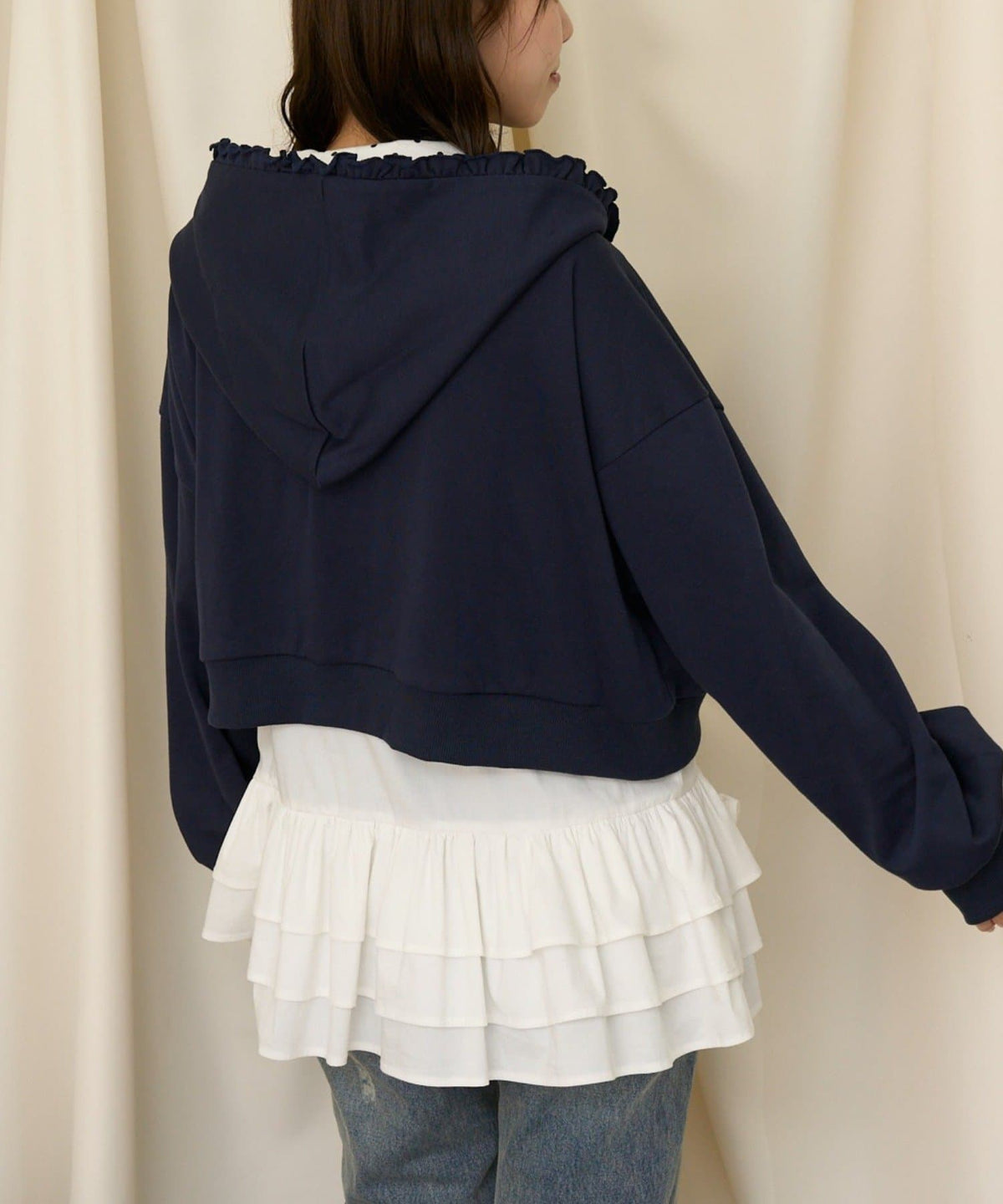 neutral by CIAOPANIC 碎花Logo荷葉邊雙拉鍊連帽Hoodie - Image 38