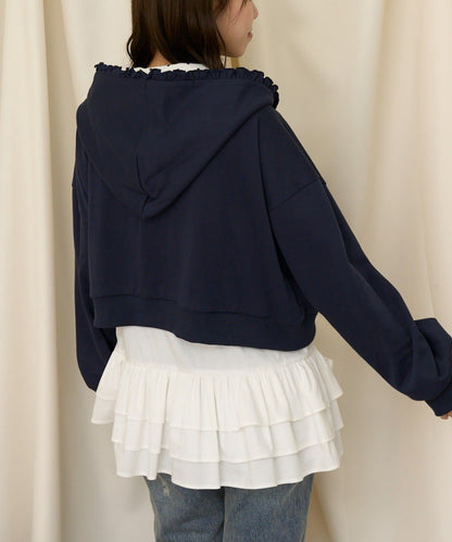 neutral by CIAOPANIC 碎花Logo荷葉邊雙拉鍊連帽Hoodie - Image 38