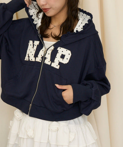 neutral by CIAOPANIC 碎花Logo荷葉邊雙拉鍊連帽Hoodie - Image 39
