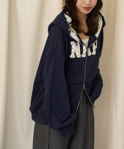 neutral by CIAOPANIC 碎花Logo荷葉邊雙拉鍊連帽Hoodie - Image 30