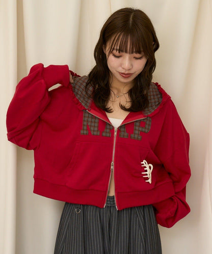 neutral by CIAOPANIC 碎花Logo荷葉邊雙拉鍊連帽Hoodie - Image 52