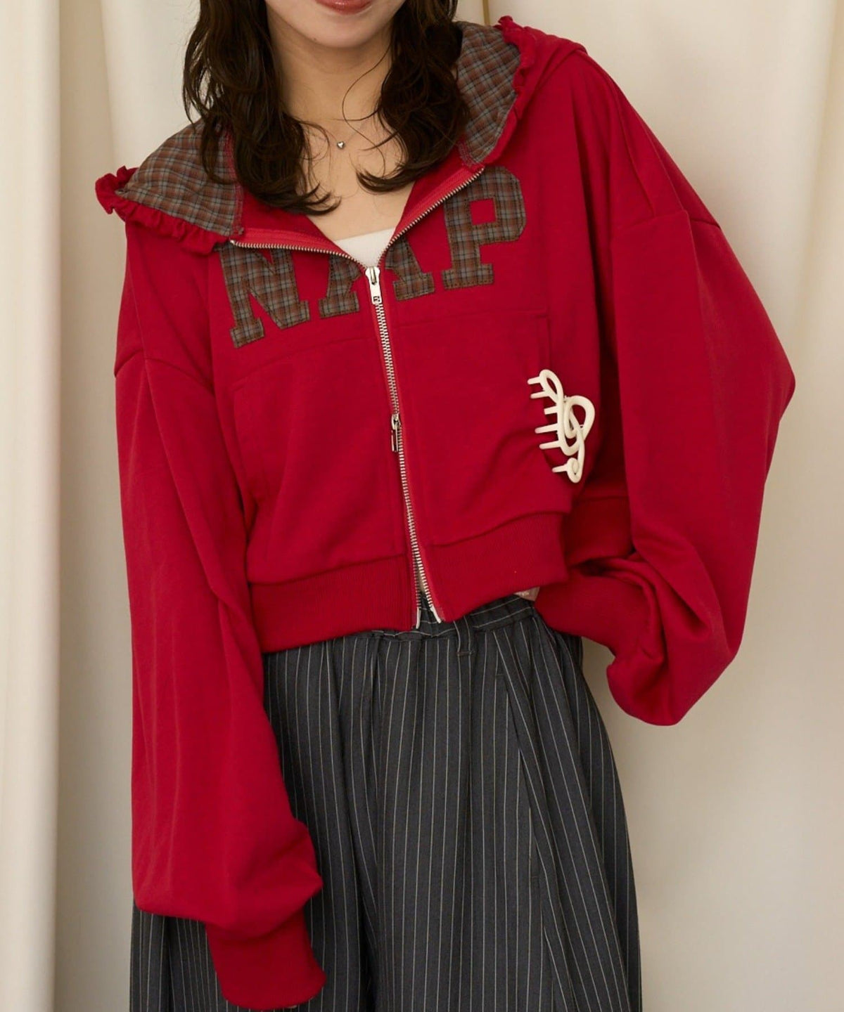 neutral by CIAOPANIC 碎花Logo荷葉邊雙拉鍊連帽Hoodie - Image 53