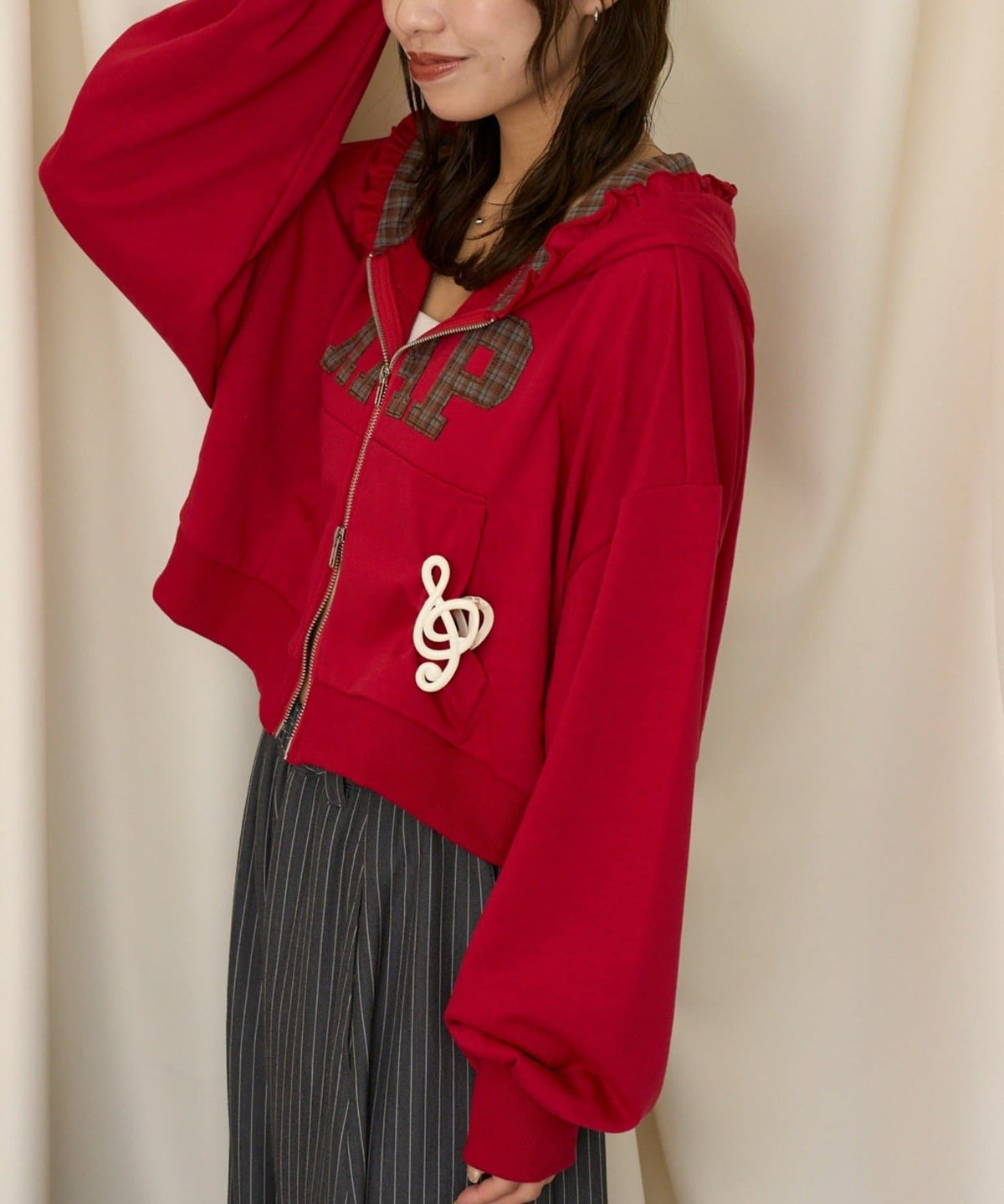neutral by CIAOPANIC 碎花Logo荷葉邊雙拉鍊連帽Hoodie - Image 54