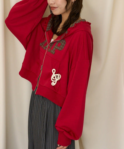 neutral by CIAOPANIC 碎花Logo荷葉邊雙拉鍊連帽Hoodie - Image 54
