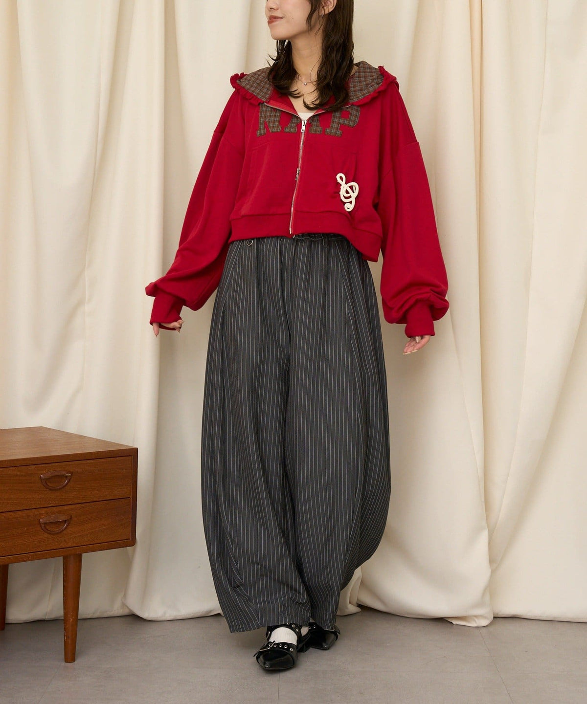 neutral by CIAOPANIC 碎花Logo荷葉邊雙拉鍊連帽Hoodie - Image 56