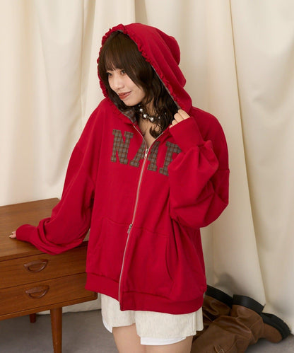 neutral by CIAOPANIC 碎花Logo荷葉邊雙拉鍊連帽Hoodie - Image 43
