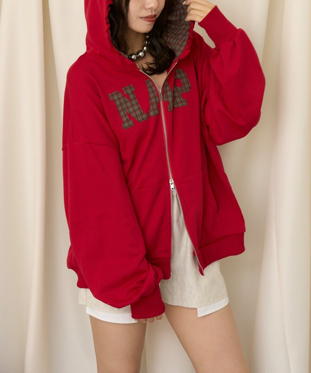 neutral by CIAOPANIC 碎花Logo荷葉邊雙拉鍊連帽Hoodie - Image 44