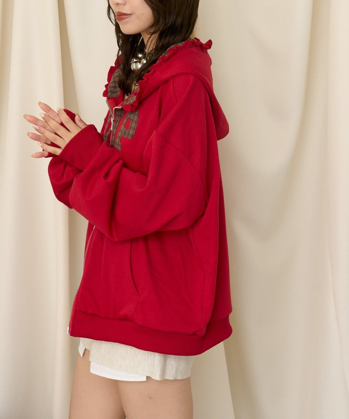 neutral by CIAOPANIC 碎花Logo荷葉邊雙拉鍊連帽Hoodie - Image 45