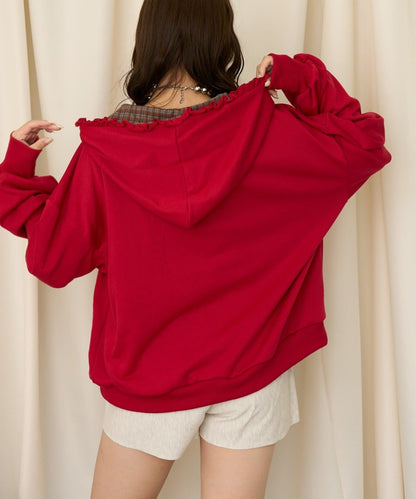 neutral by CIAOPANIC 碎花Logo荷葉邊雙拉鍊連帽Hoodie - Image 46
