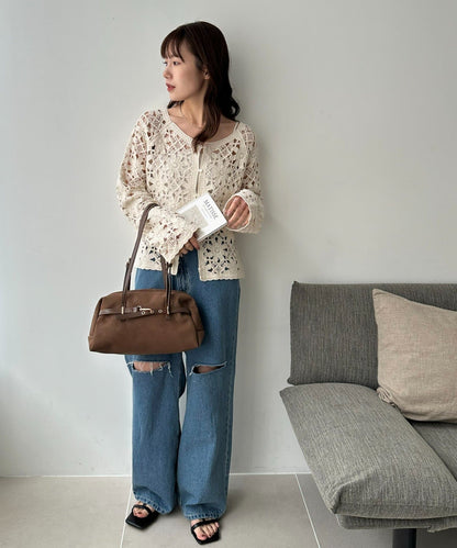 DISCOAT Metal Belt Long Handle Boston Bag - Image 14