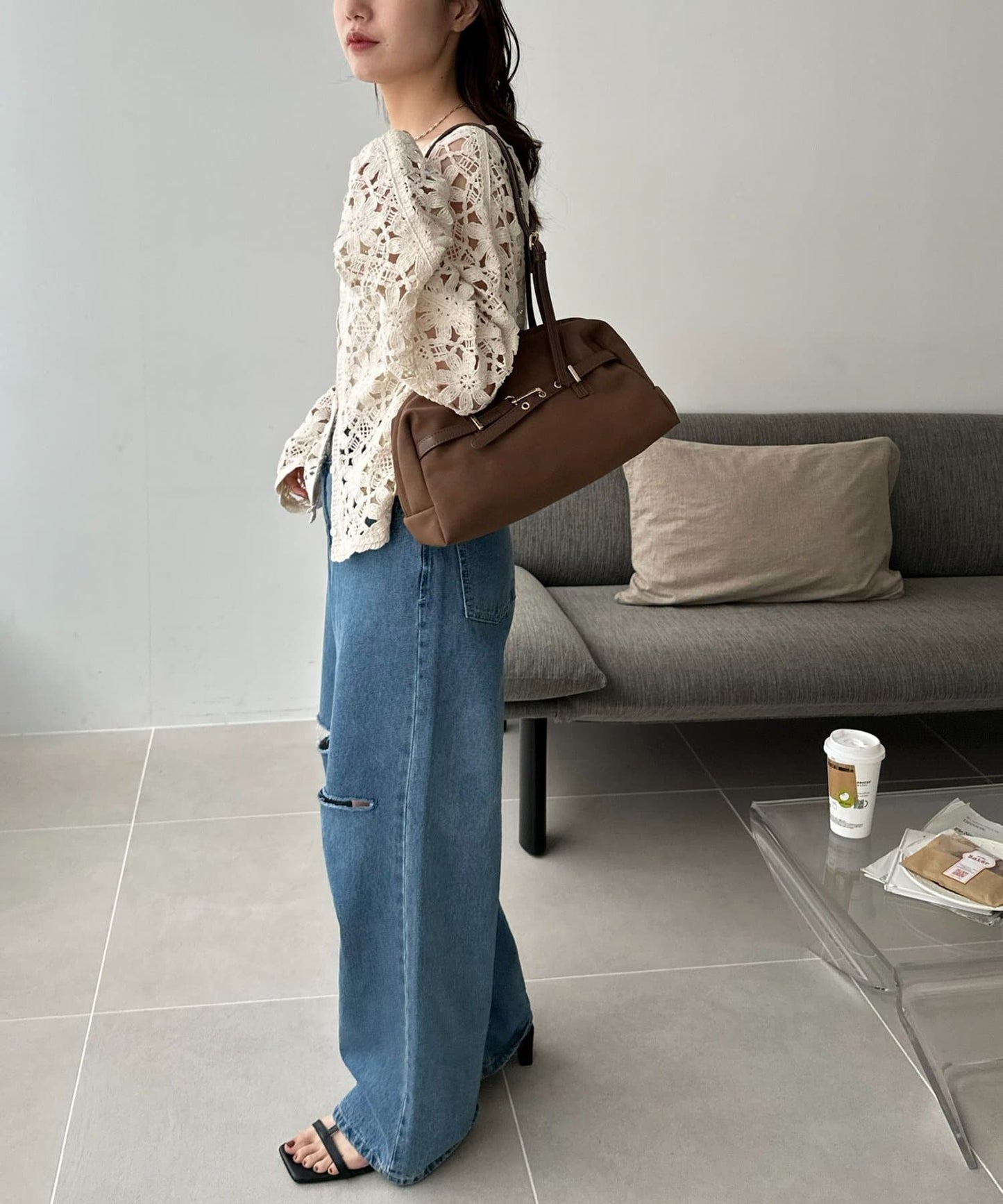 DISCOAT Metal Belt Long Handle Boston Bag - Image 15