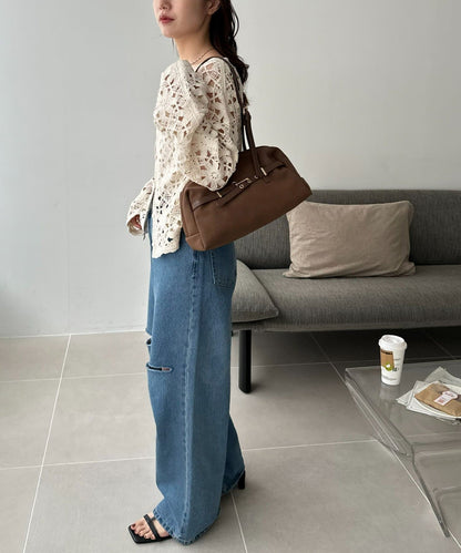 DISCOAT Metal Belt Long Handle Boston Bag - Image 15