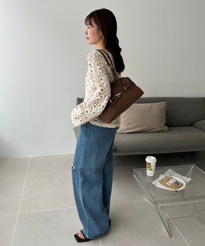 DISCOAT Metal Belt Long Handle Boston Bag - Image 17