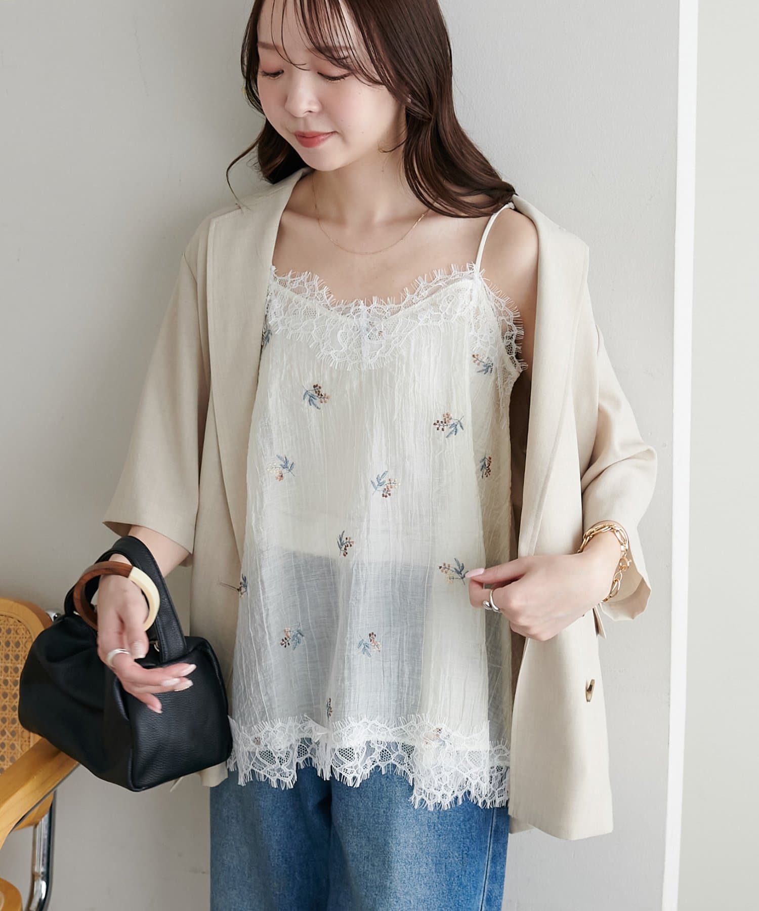 DISCOAT 刺繡薄紗Lace邊吊帶衫 - Image 12
