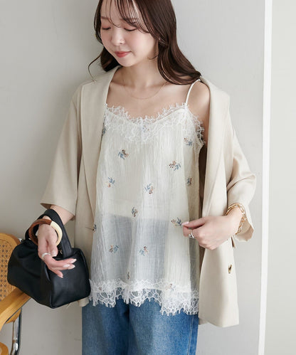DISCOAT 刺繡薄紗Lace邊吊帶衫 - Image 12