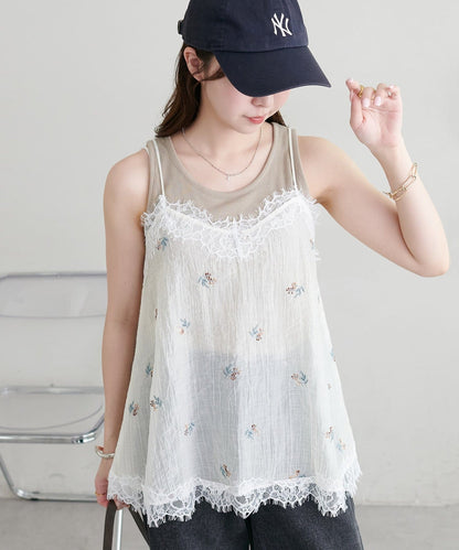 DISCOAT 刺繡薄紗Lace邊吊帶衫 - Image 15