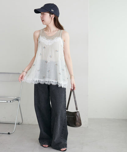 DISCOAT 刺繡薄紗Lace邊吊帶衫 - Image 19