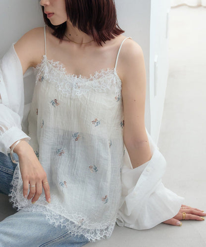 DISCOAT 刺繡薄紗Lace邊吊帶衫 - Image 7