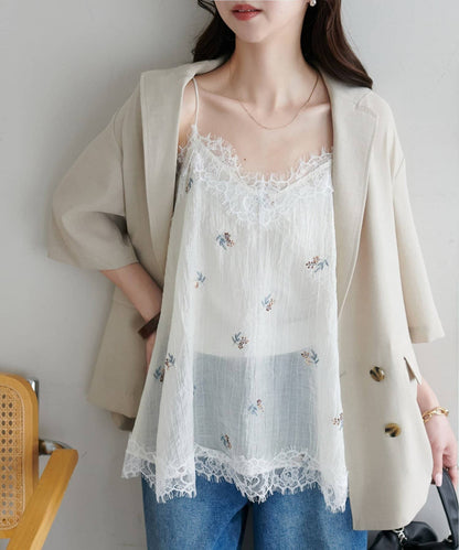 DISCOAT 刺繡薄紗Lace邊吊帶衫 - Image 8