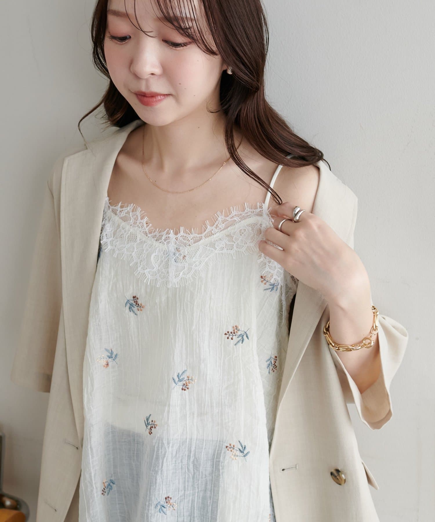 DISCOAT 刺繡薄紗Lace邊吊帶衫 - Image 10