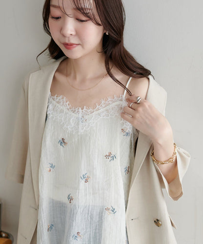 DISCOAT 刺繡薄紗Lace邊吊帶衫 - Image 10