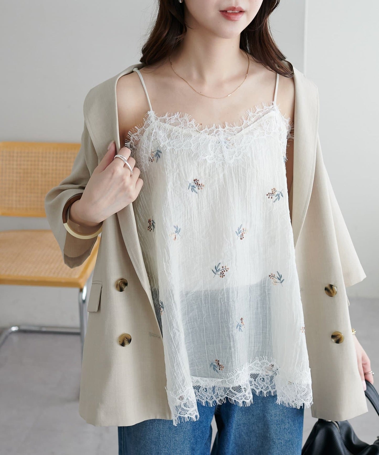 DISCOAT 刺繡薄紗Lace邊吊帶衫 - Image 11